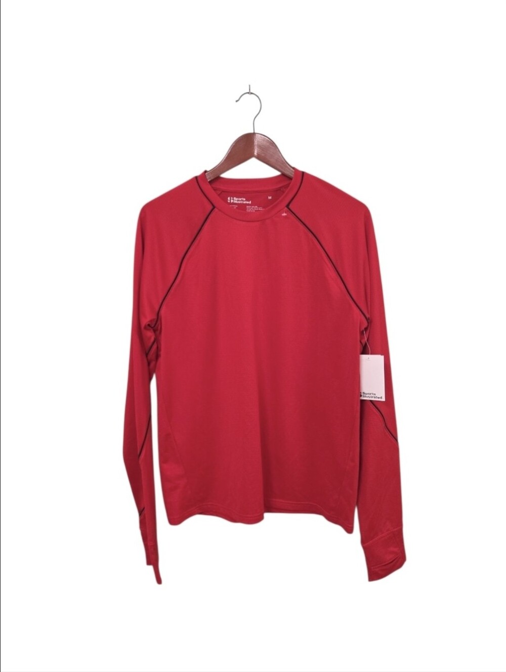 Sports Illustrated New Mens Red Basic Athletic Long Sleeve Shirt Size Medium